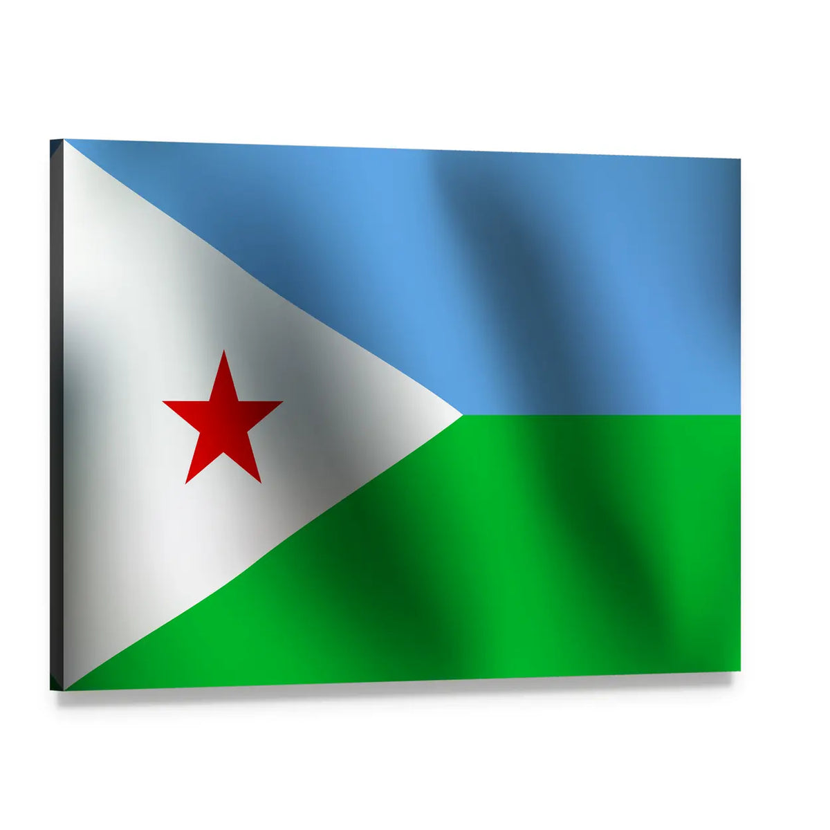 Djibouti National Flag Canvas Wall Art, single panel gallery wrapped canvas, angled product view