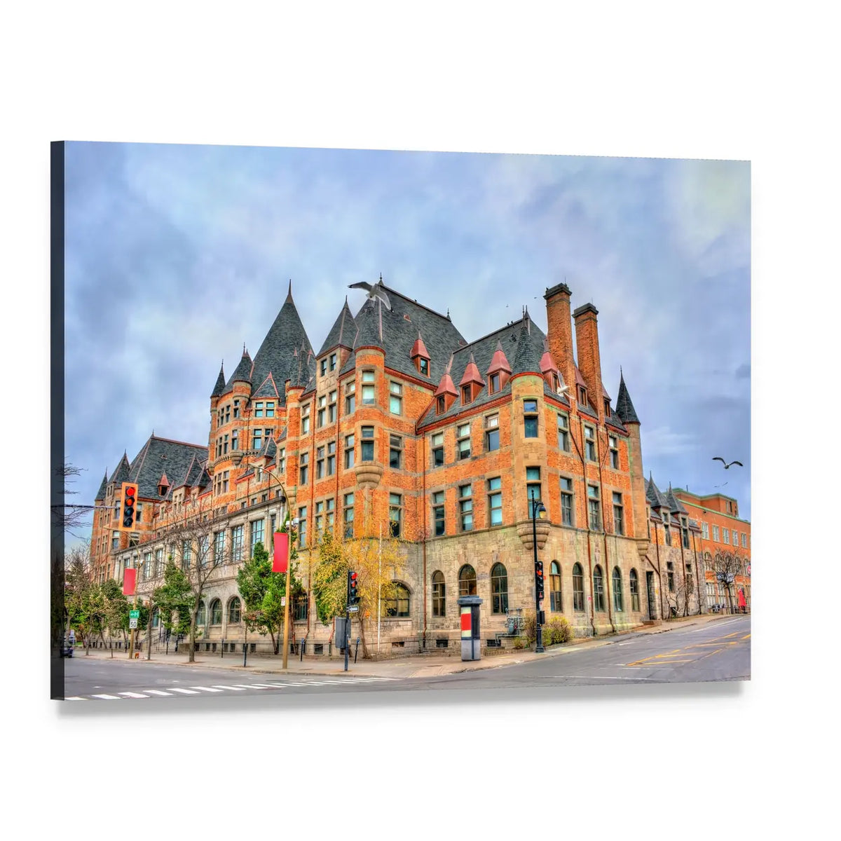 Historic Train Station in Montreal Canvas Wall Art, single panel gallery wrapped canvas, angled product view