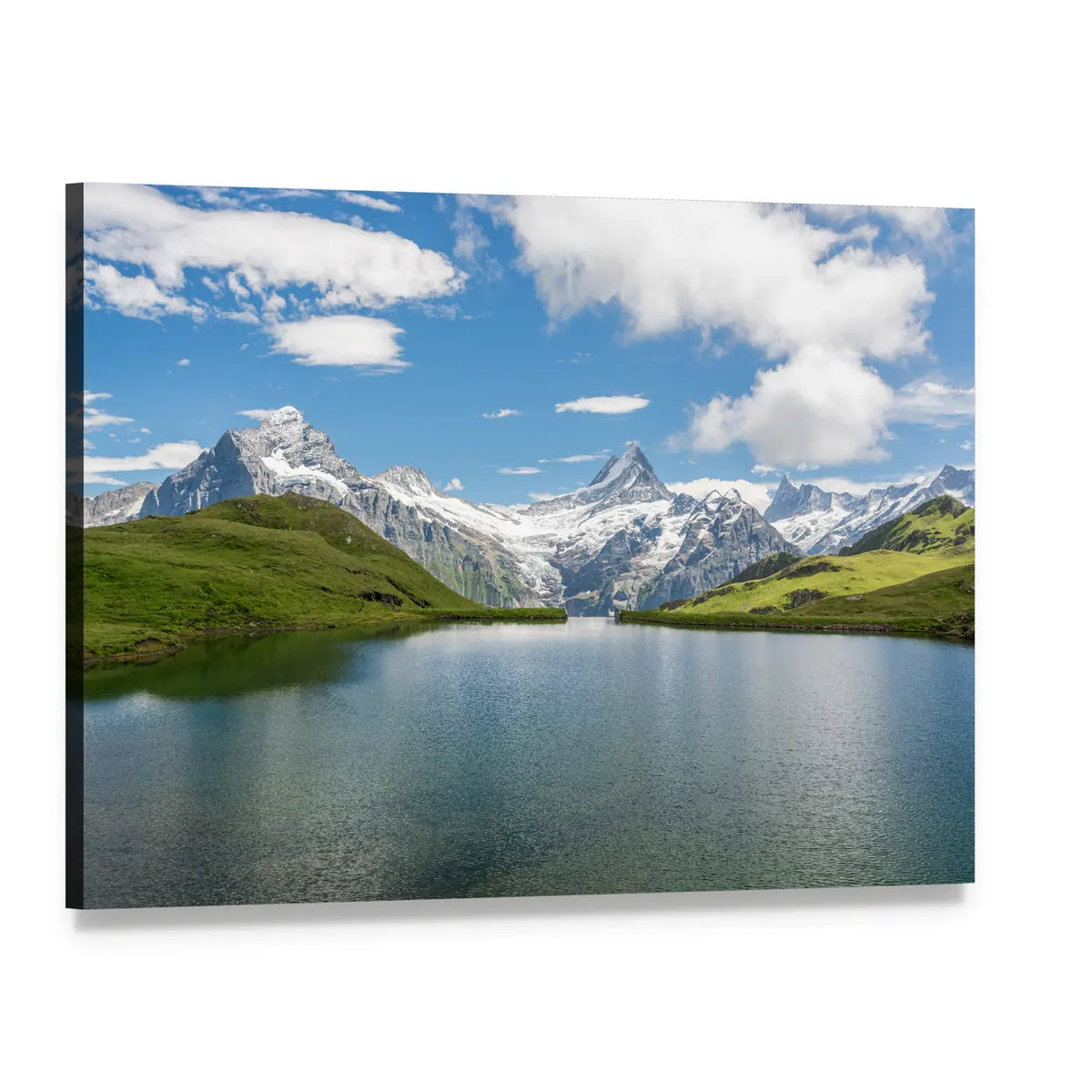 Bachalpsee Lake with Snow-capped Mountains Canvas Wall Art, single panel gallery wrapped canvas, angled product view