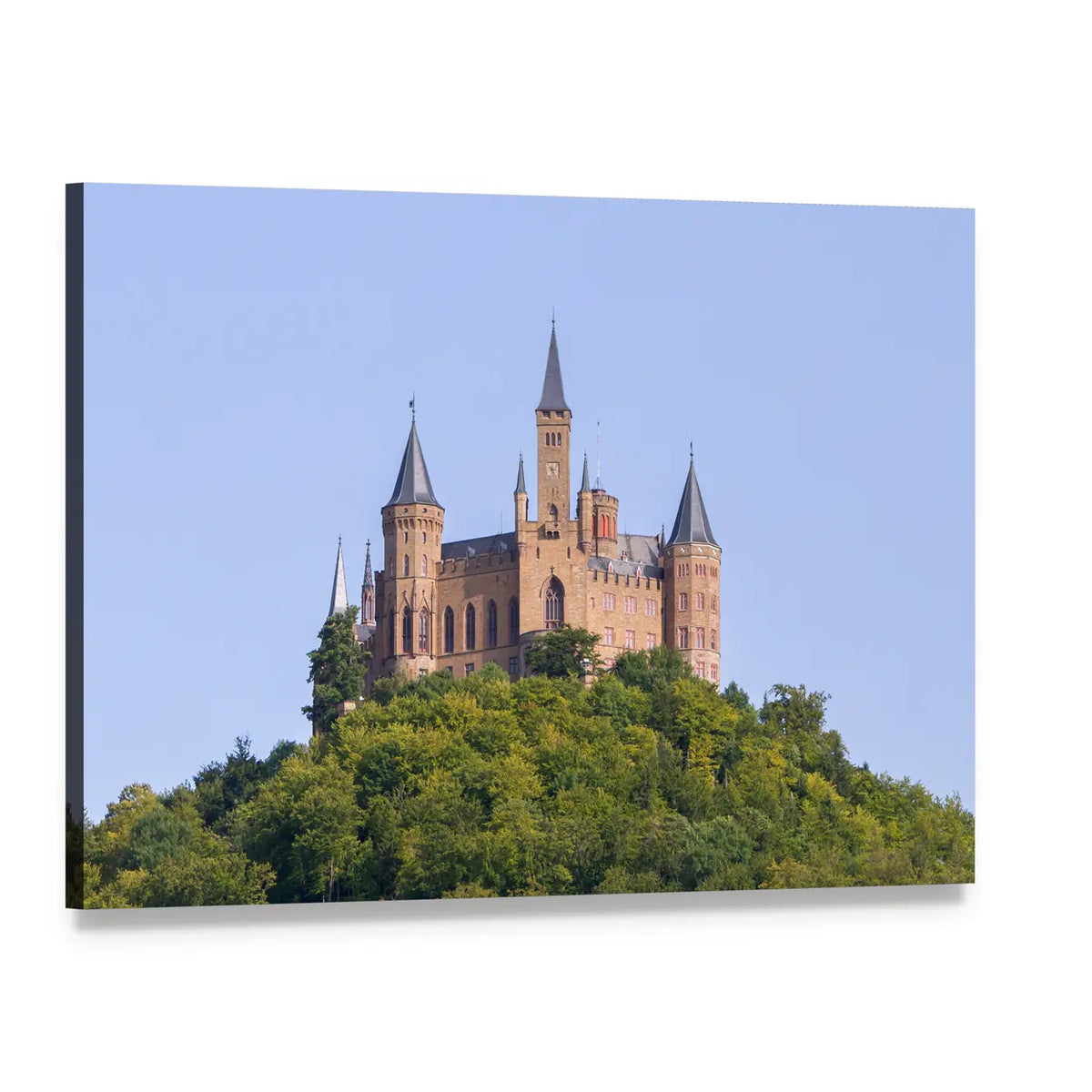 Hohenzollern Castle Hilltop View Canvas Wall Art, single panel gallery wrapped canvas, angled product view