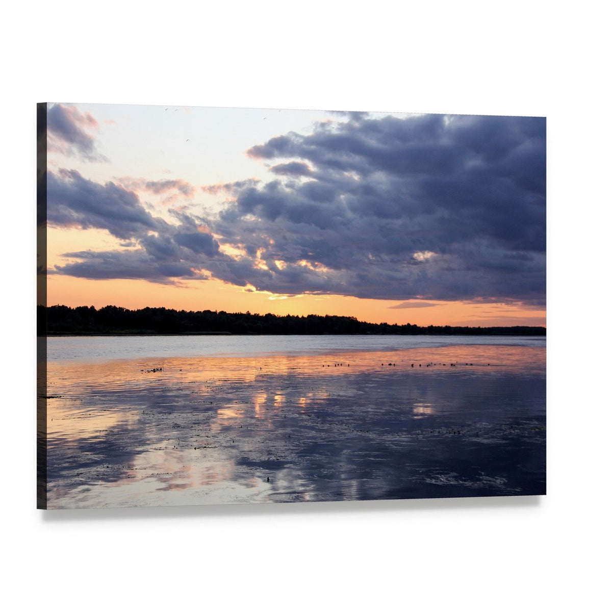 Summer Sunset on River Daugava, Latvia Canvas Wall Art, single panel gallery wrapped canvas, angled product view
