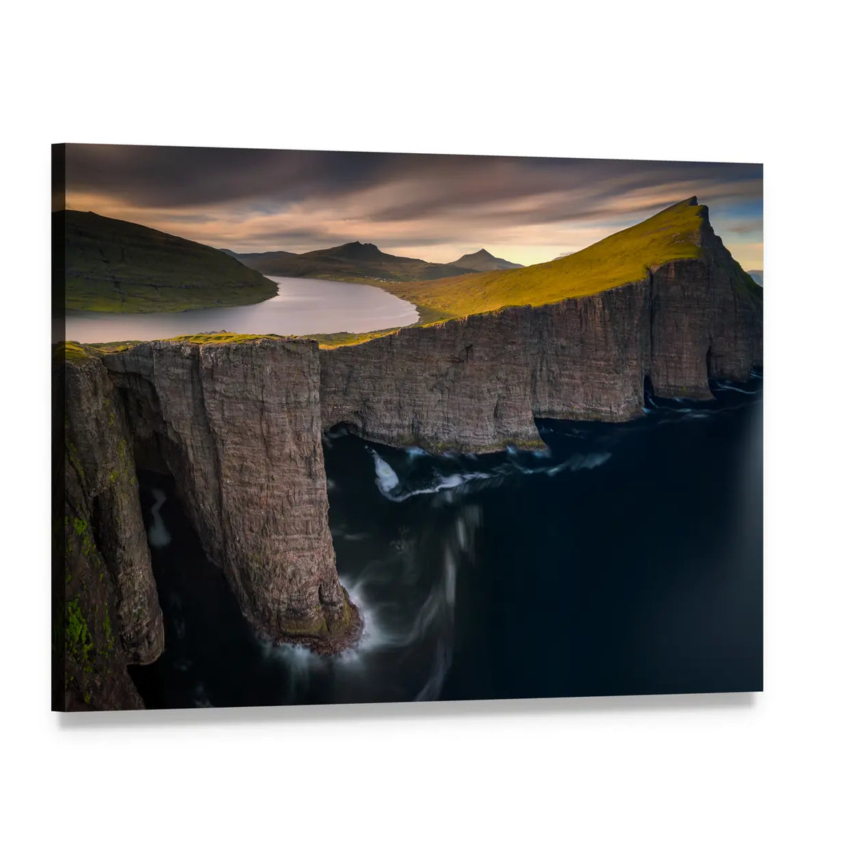 Coastal Cliffs with Sea Stacks Canvas Wall Art, single panel gallery wrapped canvas, angled product view