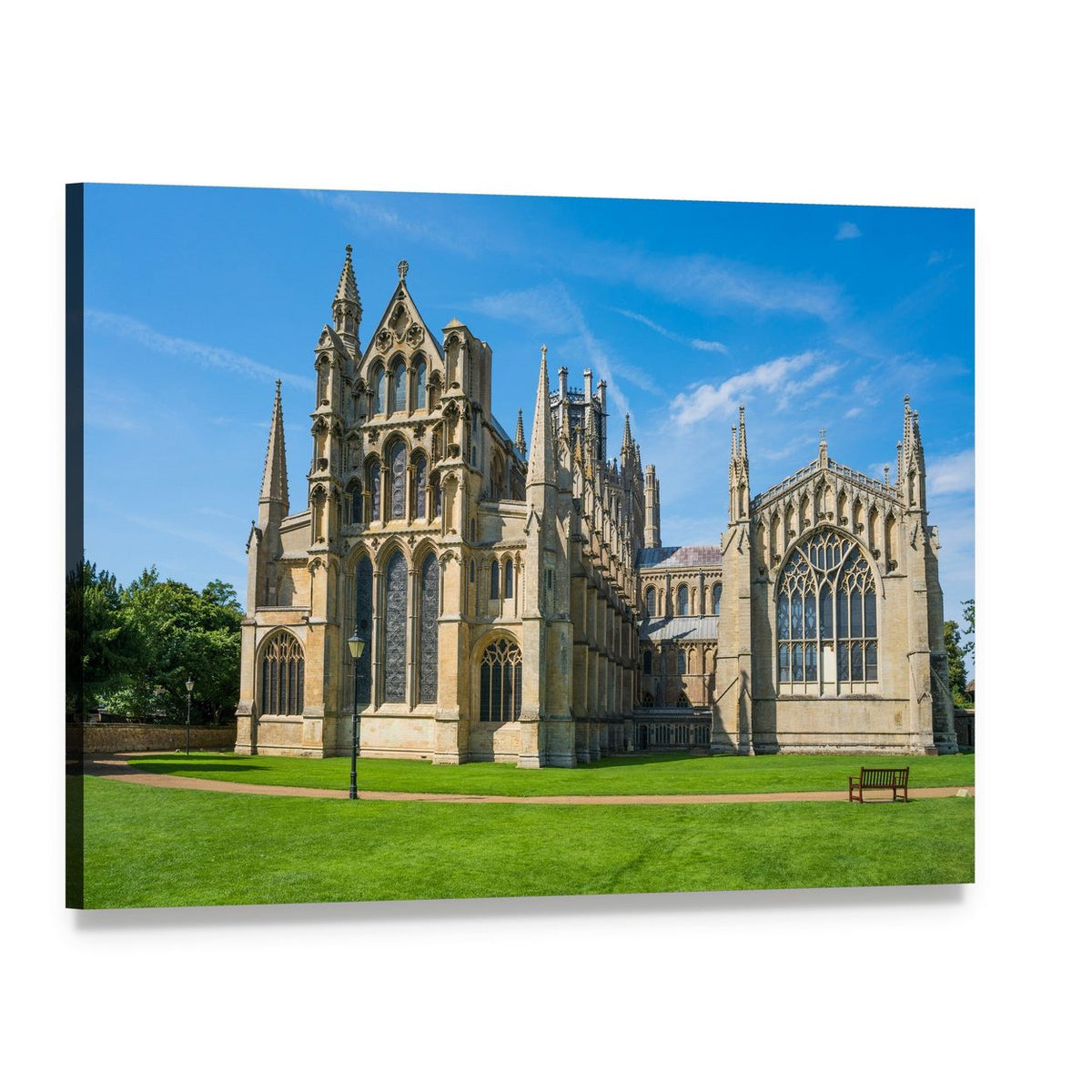 View of Ely Cathedral Canvas Wall Art, single panel gallery wrapped canvas, angled product view