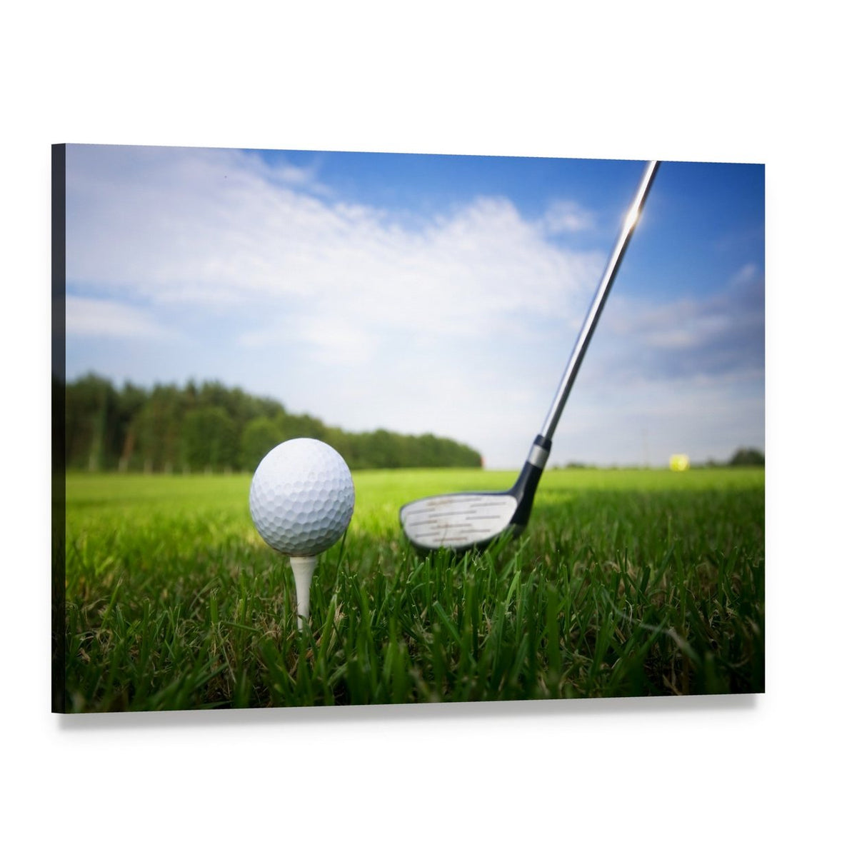 Golf Club and Ball Canvas Wall Art, single panel gallery wrapped canvas, angled product view