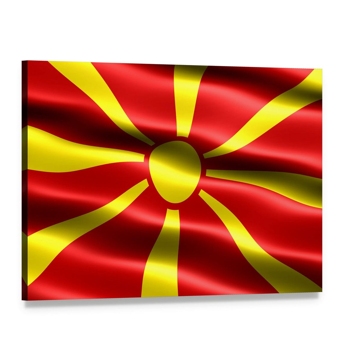 North Macedonia Flag Canvas Wall Art, single panel gallery wrapped canvas, angled product view