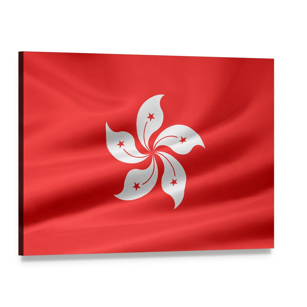 Hong Kong Flag with Stylized Lotus and Stars Canvas Wall Art, single panel gallery wrapped canvas, angled product view