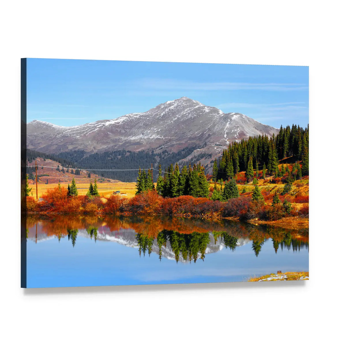 Buffehr Lake in Autumn Canvas Wall Art, single panel gallery wrapped canvas, angled product view