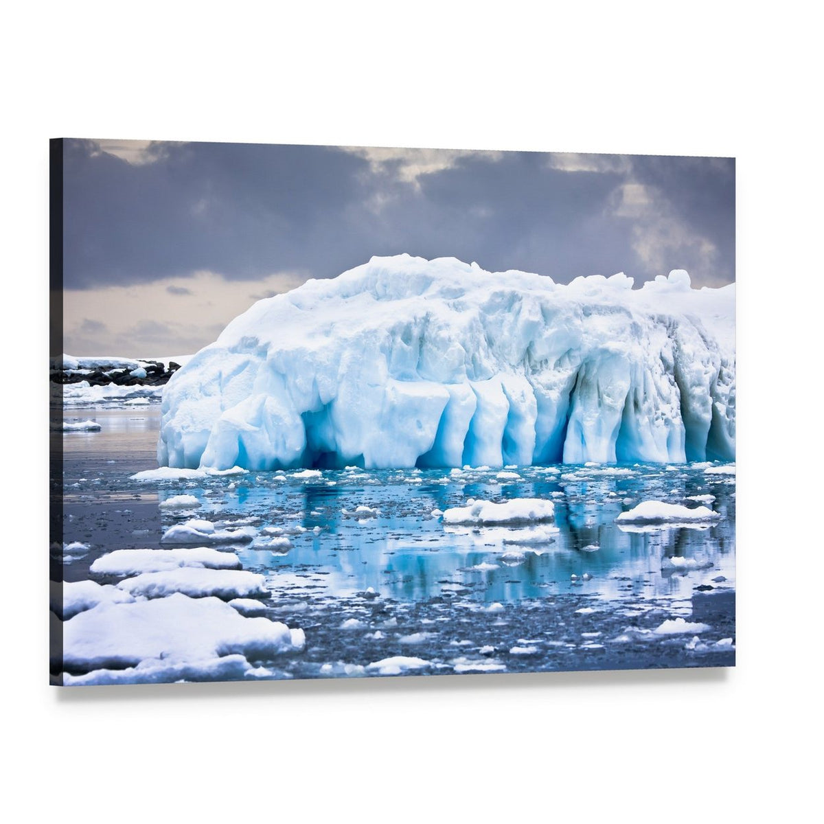Huge Iceberg in Antarctica Canvas Wall Art, single panel gallery wrapped canvas, angled product view