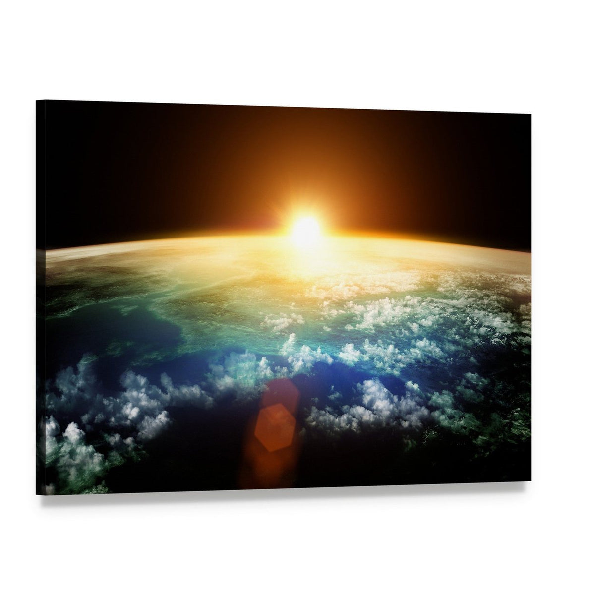 Sunset on Planet Earth Canvas Wall Art, single panel gallery wrapped canvas, angled product view