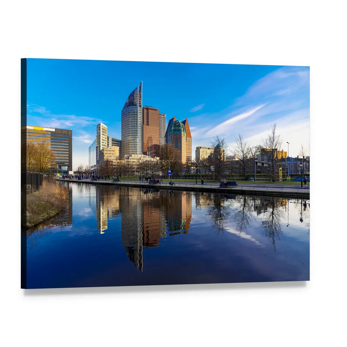 Den Haag Skyline Netherlands Canvas Wall Art, single panel gallery wrapped canvas, angled product view