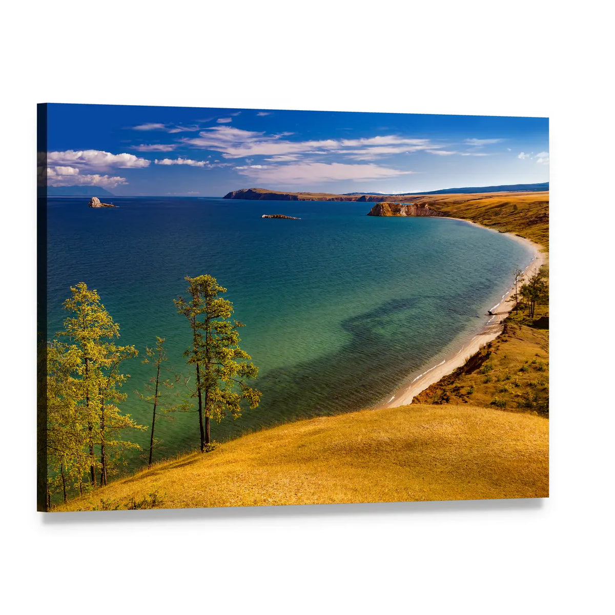 Baikal Lake Coast View Canvas Wall Art, single panel gallery wrapped canvas, angled product view