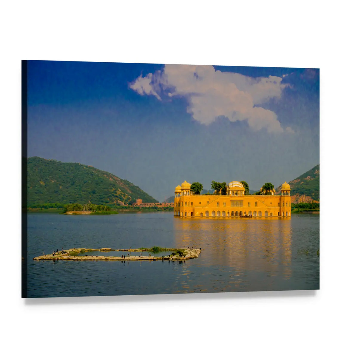 Jal Mahal on Man Sagar Lake Canvas Wall Art, single panel gallery wrapped canvas, angled product view
