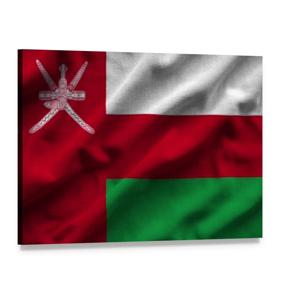 Waving Oman Flag Canvas Wall Art, single panel gallery wrapped canvas, angled product view