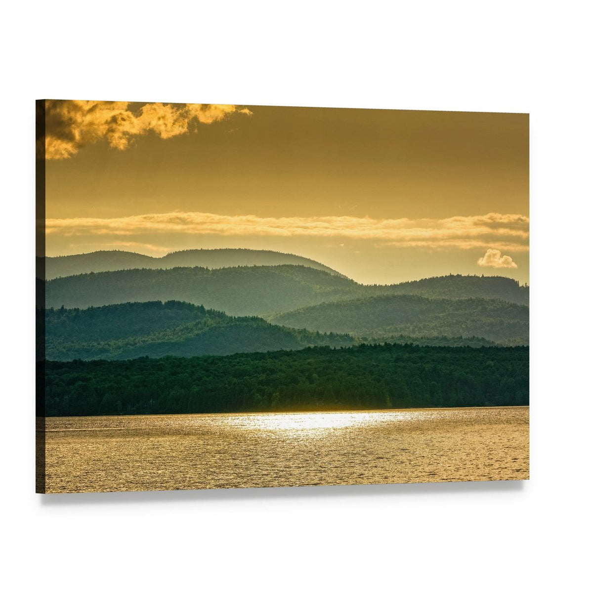 Lake Champlain at Sunset Canvas Wall Art, single panel gallery wrapped canvas, angled product view