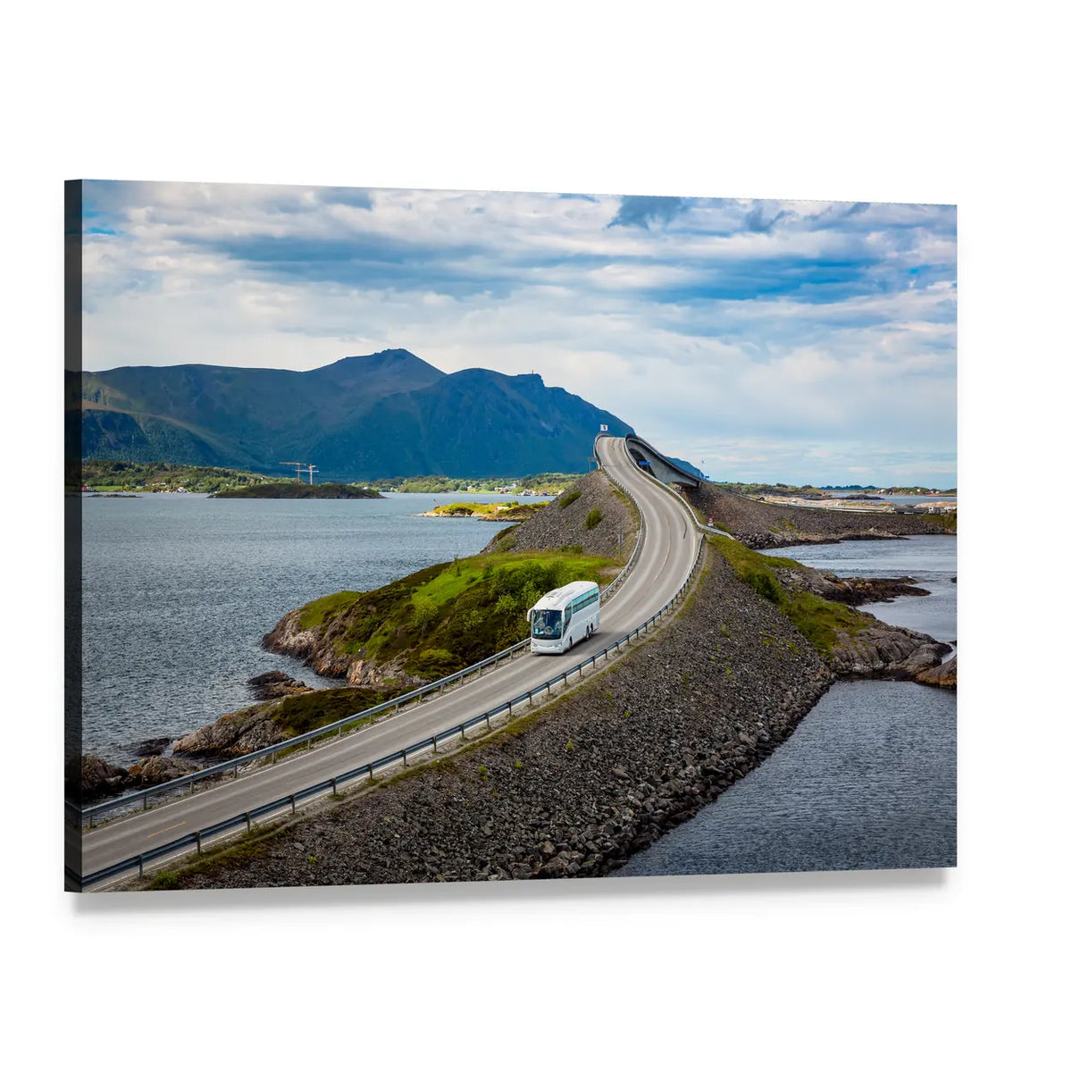 Tourist Bus on Atlantic Road Canvas Wall Art, single panel gallery wrapped canvas, angled product view