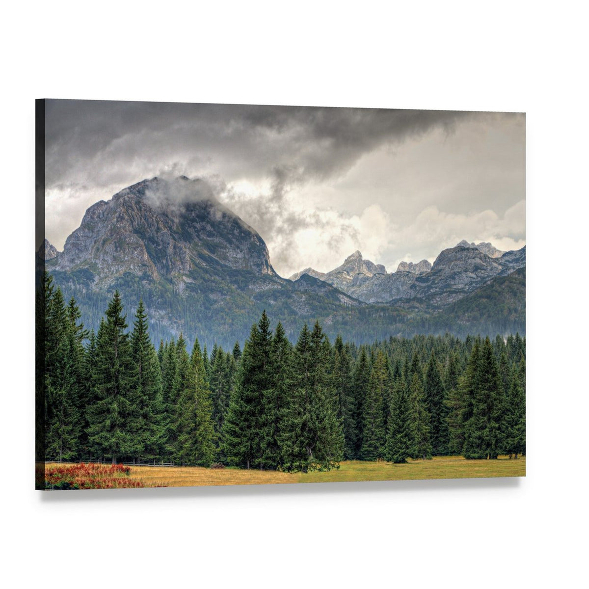 Durmitor National Park Landscape Canvas Wall Art, single panel gallery wrapped canvas, angled product view