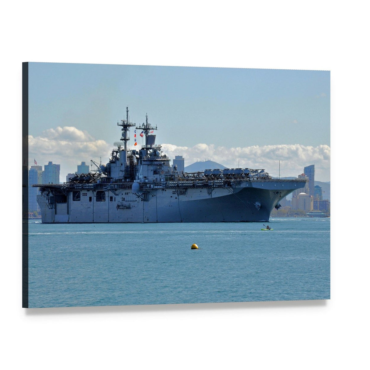 Uss Boxer Departing Canvas Wall Art, single panel gallery wrapped canvas, angled product view
