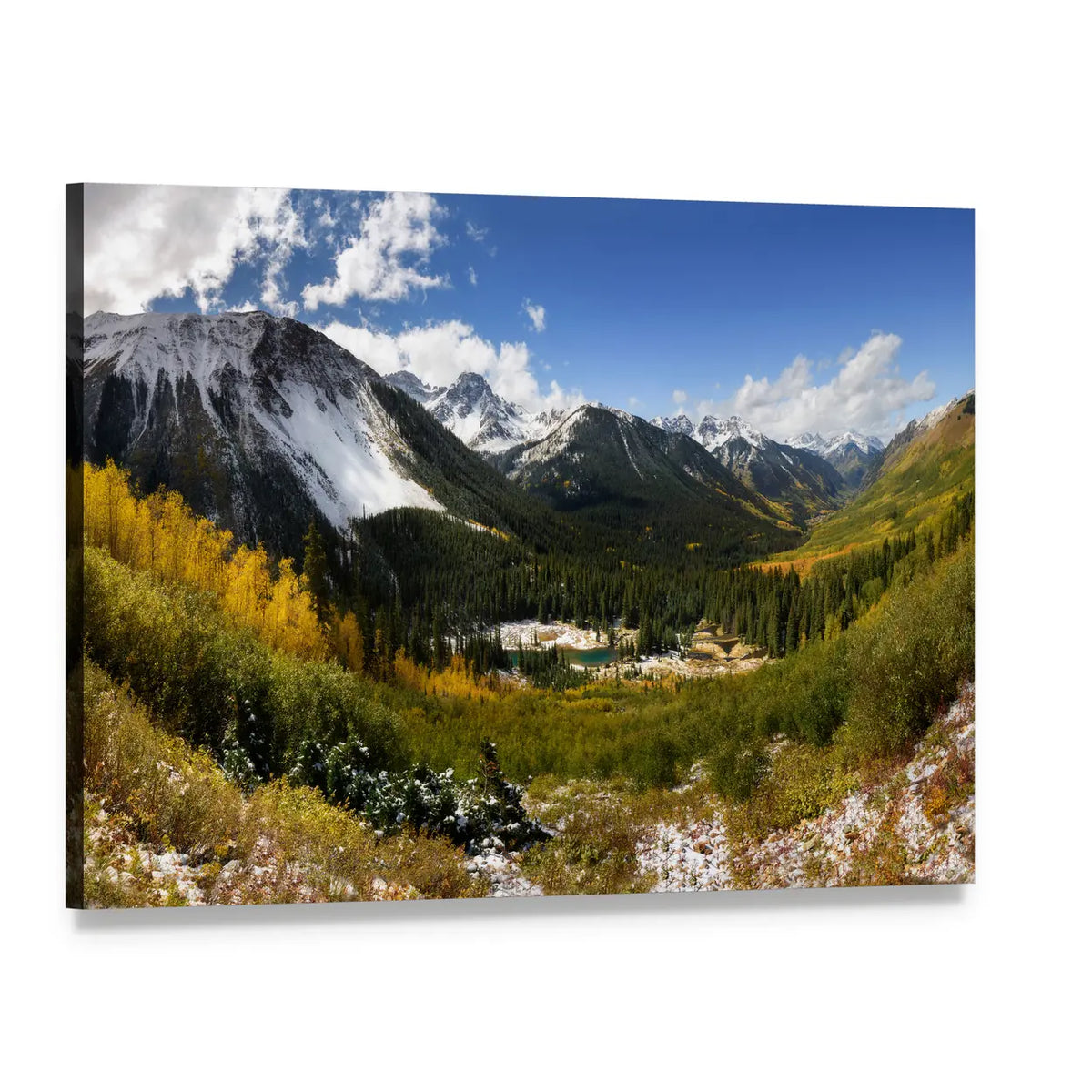Autumn Mountains at Ridgway Colorado Canvas Wall Art, single panel gallery wrapped canvas, angled product view