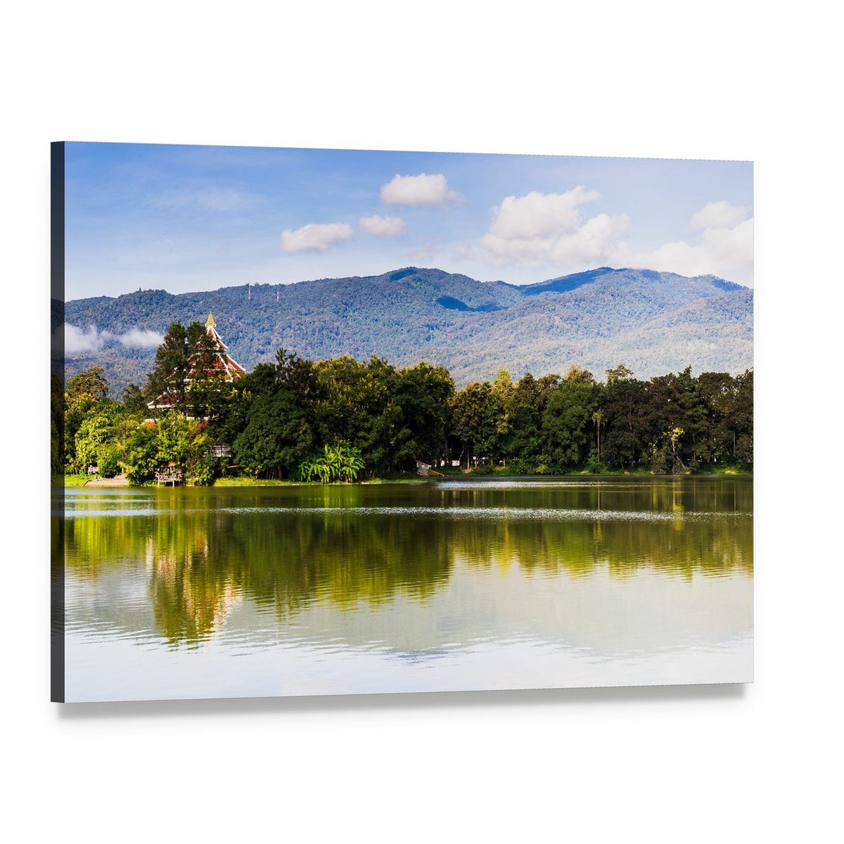 Water Reservoir at Lanna Rama Park Canvas Wall Art, single panel gallery wrapped canvas, angled product view