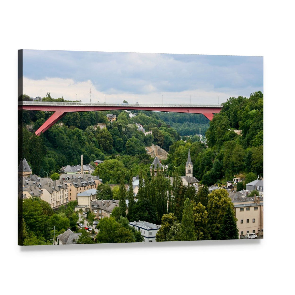 Grand Duchess Charlotte Bridge Canvas Wall Art, single panel gallery wrapped canvas, angled product view