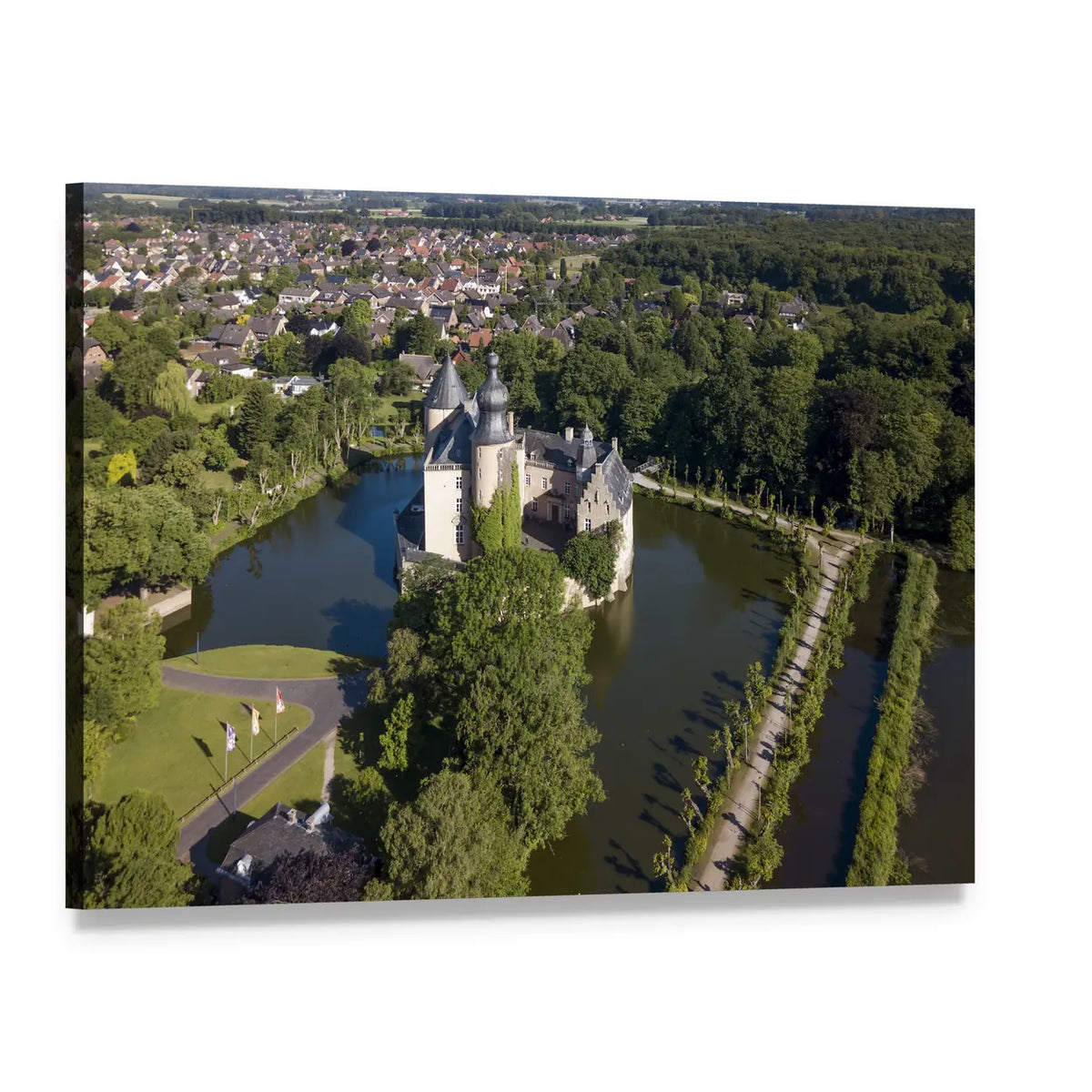 Gemen Castle Aerial View Canvas Wall Art, single panel gallery wrapped canvas, angled product view