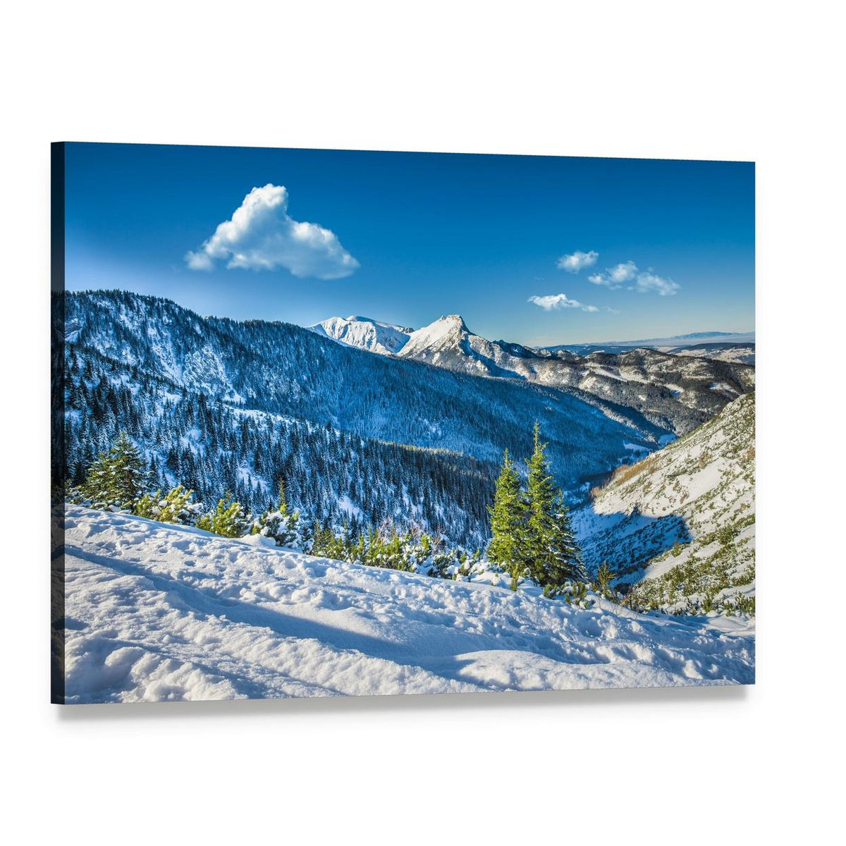 Giewont Mountain Peak Canvas Wall Art, single panel gallery wrapped canvas, angled product view