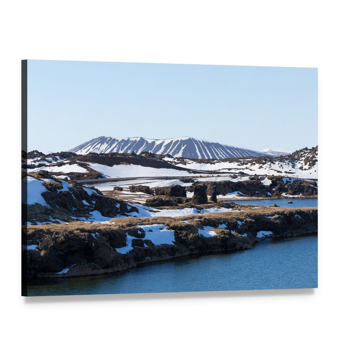 Myvatn Volcano in Winter Canvas Wall Art, single panel gallery wrapped canvas, angled product view