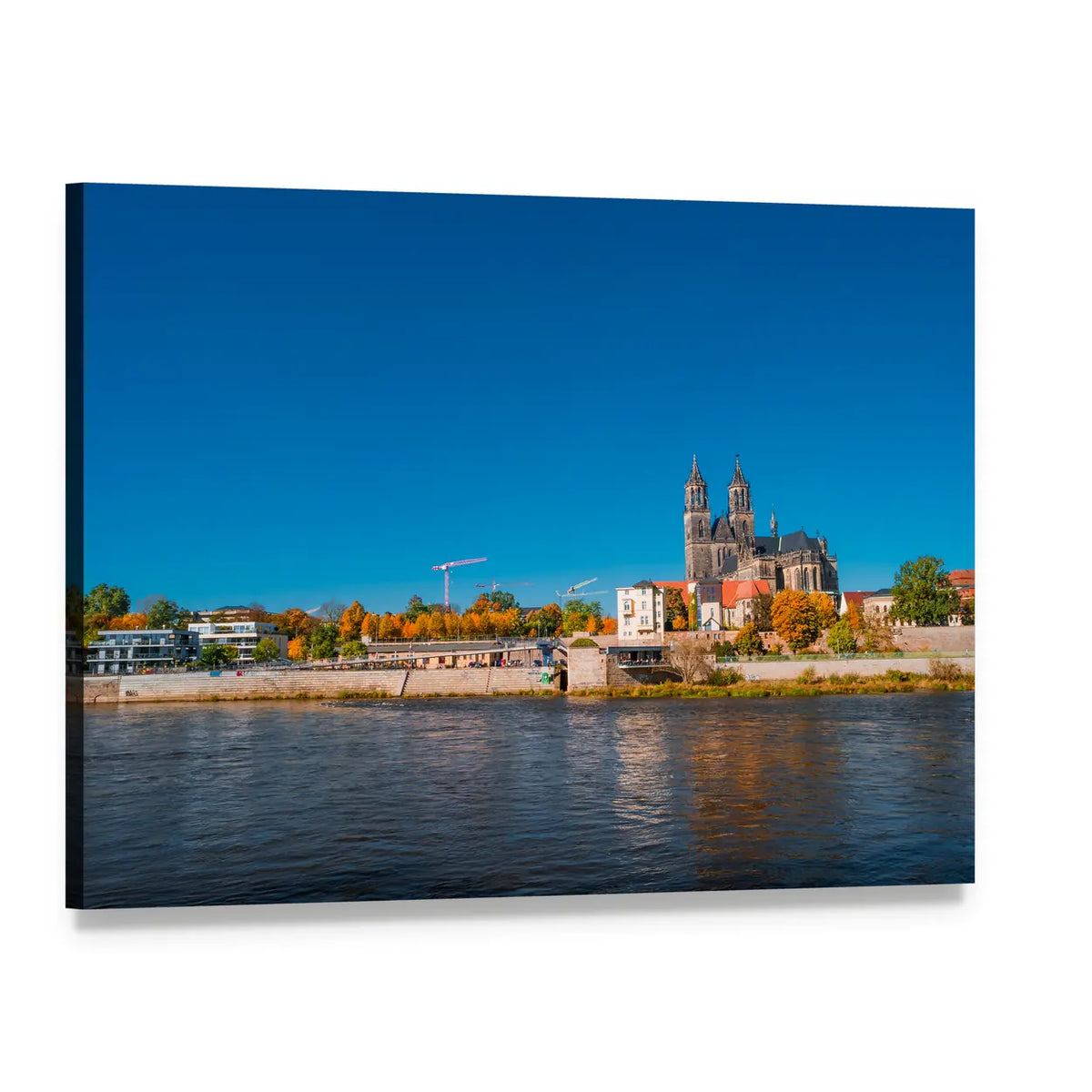 Golden Autumn in Magdeburg Canvas Wall Art, single panel gallery wrapped canvas, angled product view