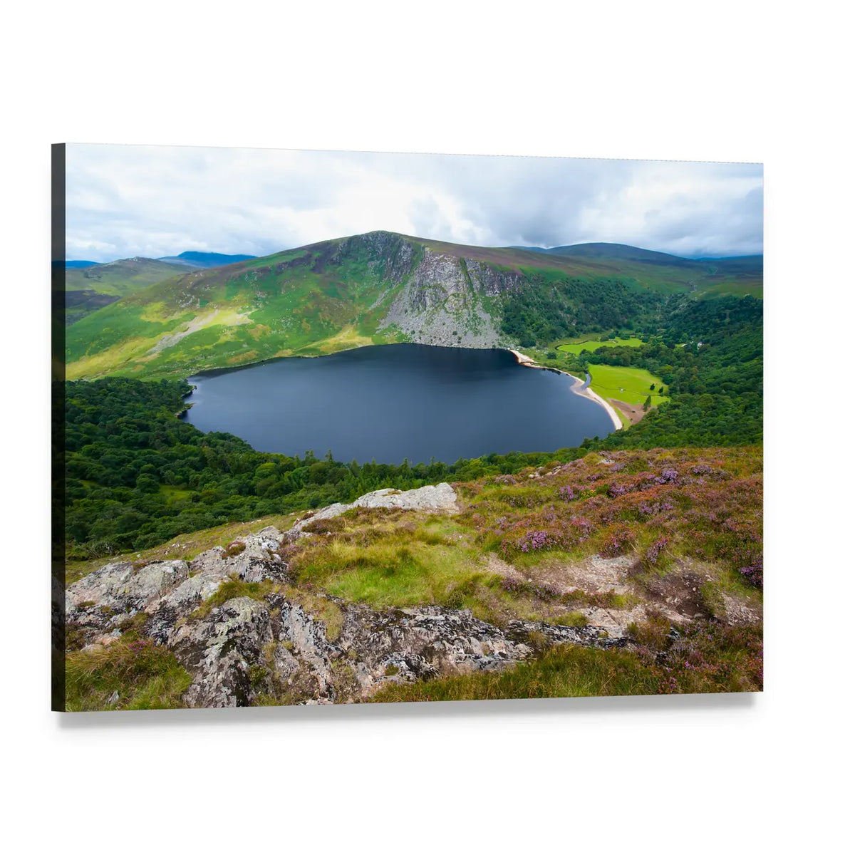 Lough Tay Lake Canvas Wall Art, single panel gallery wrapped canvas, angled product view