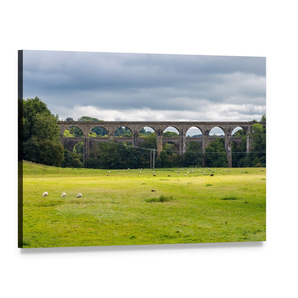 Chirk Aqueduct & Viaduct Canvas Wall Art, single panel gallery wrapped canvas, angled product view