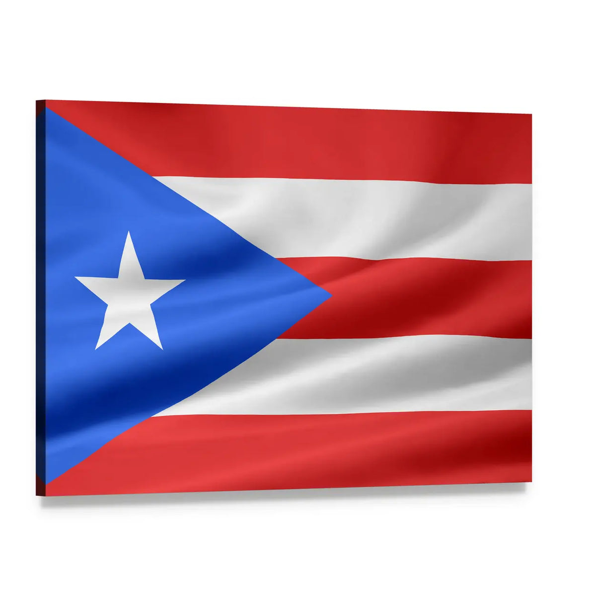 Puerto Rican Flag Canvas Wall Art, single panel gallery wrapped canvas, angled product view