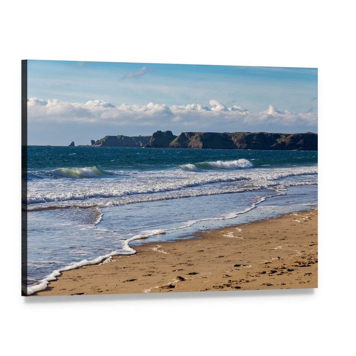 South Beach Cliffs with Foamy Waves Canvas Wall Art, single panel gallery wrapped canvas, angled product view