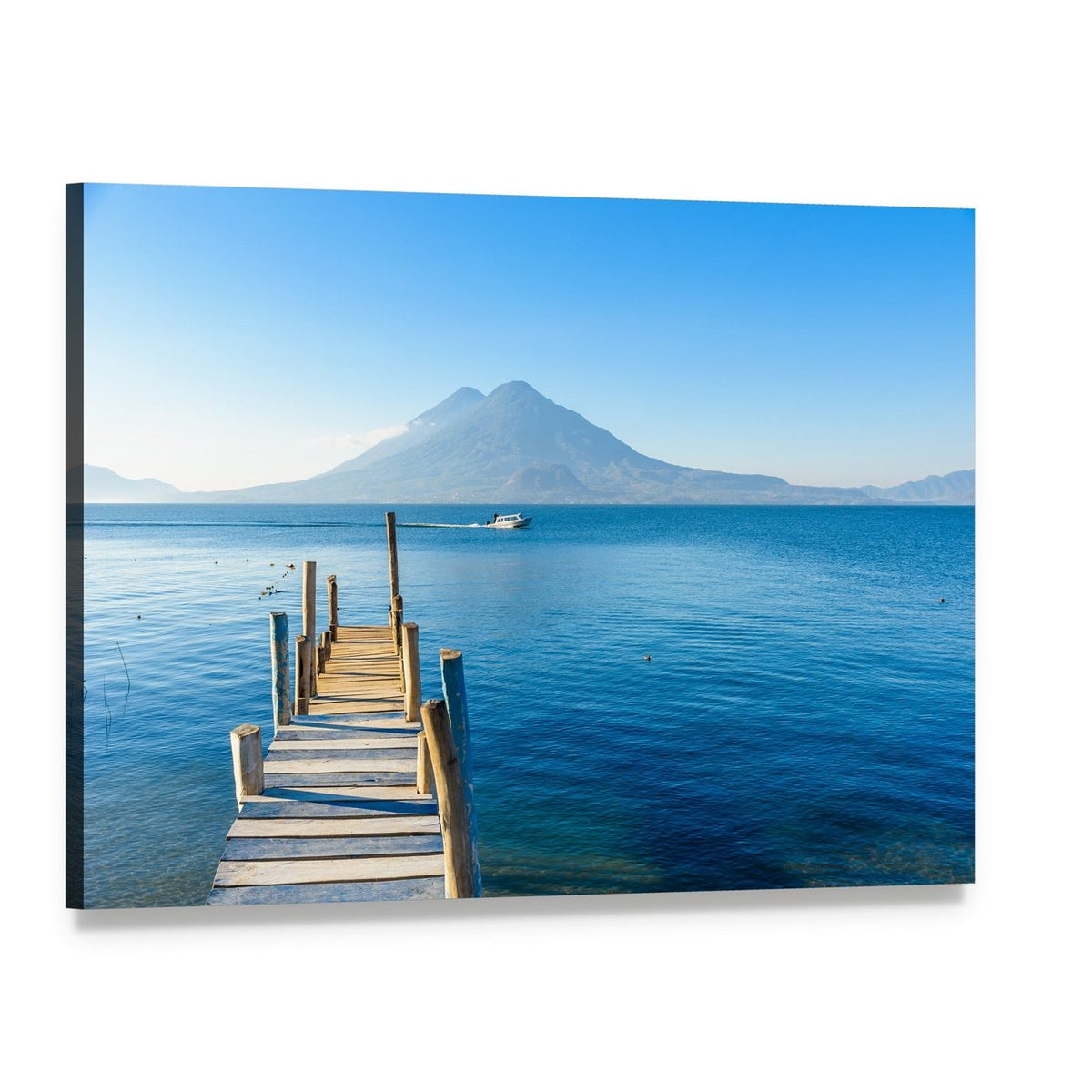 Wooden Pier at Lake Atitlan Canvas Wall Art, single panel gallery wrapped canvas, angled product view