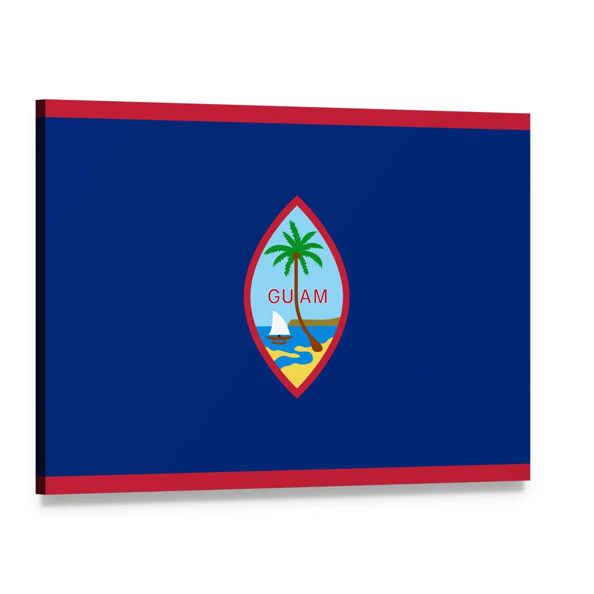 Guam Flag with Central Almond Emblem Canvas Wall Art, single panel gallery wrapped canvas, angled product view