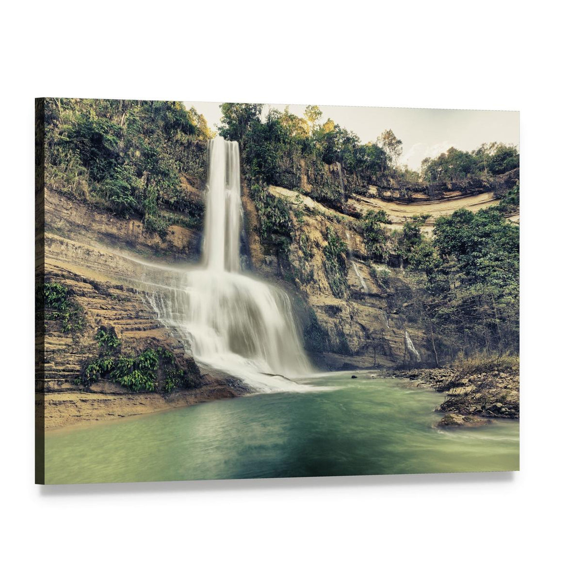 Waterfall in the Philippines Canvas Wall Art, single panel gallery wrapped canvas, angled product view
