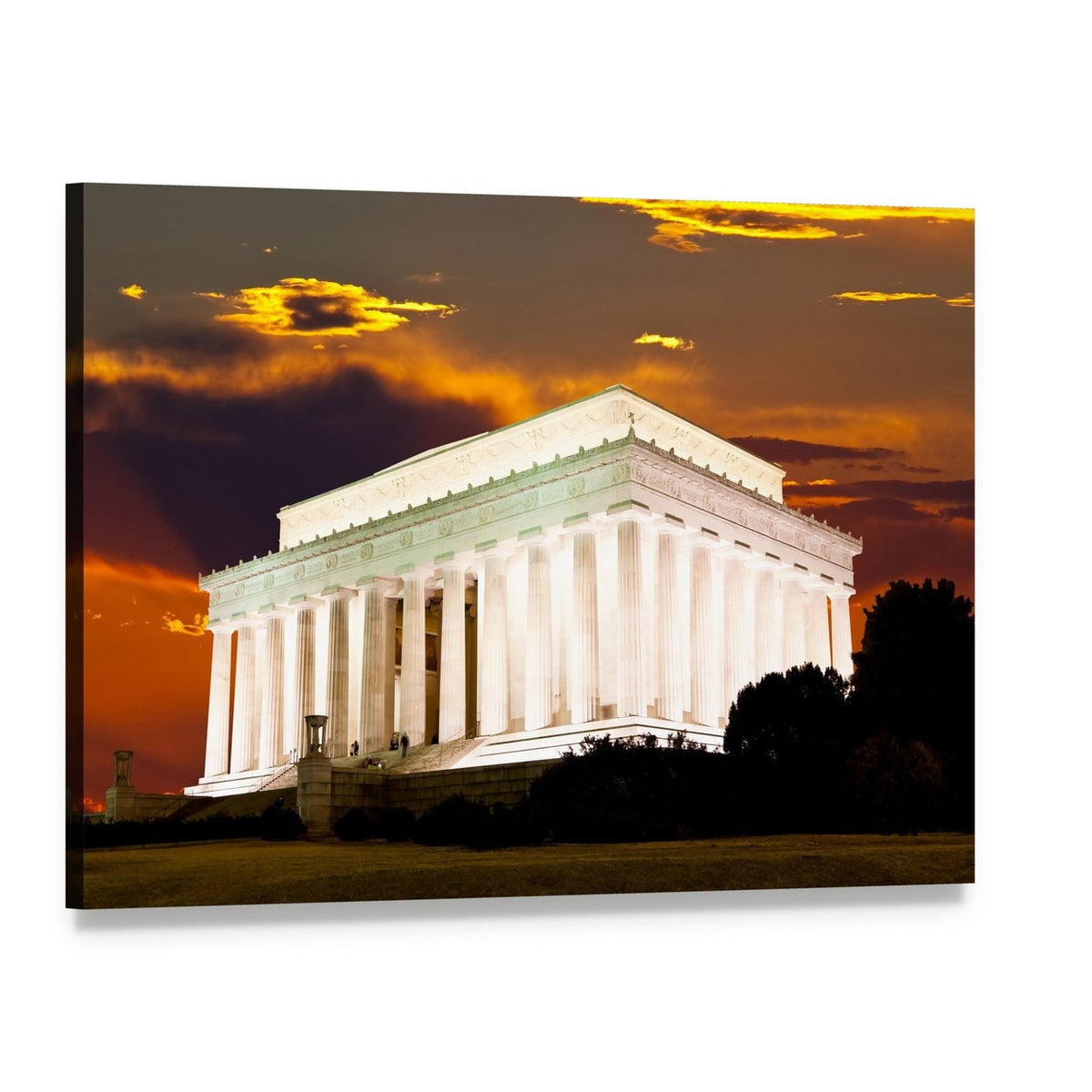 Lincoln Memorial at Sunset Canvas Wall Art, single panel gallery wrapped canvas, angled product view