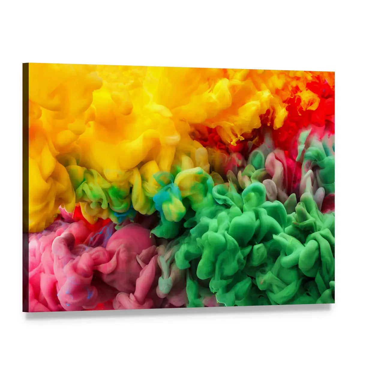 Colorful Acrylic Ink Canvas Wall Art, single panel gallery wrapped canvas, angled product view