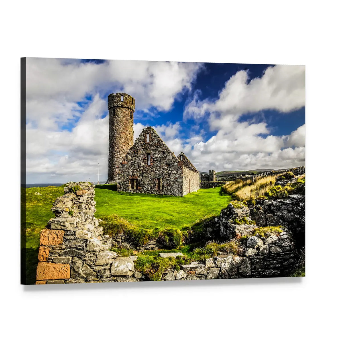 Peel Castle Tower Canvas Wall Art, single panel gallery wrapped canvas, angled product view