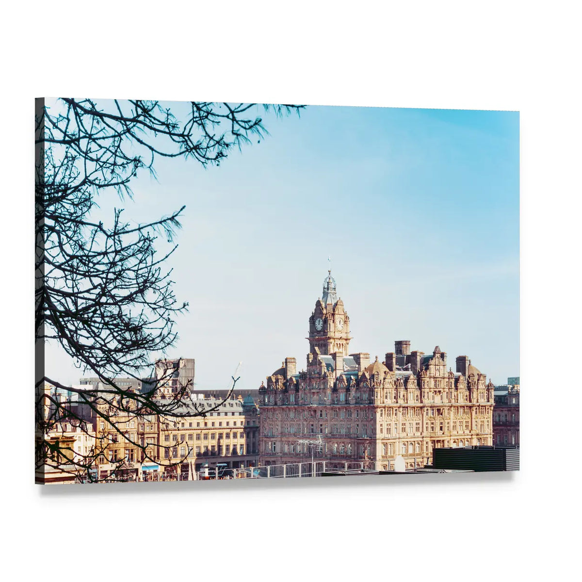 Edinburgh Old Town Houses Canvas Wall Art, single panel gallery wrapped canvas, angled product view