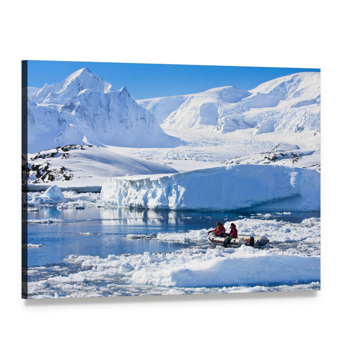 Two Men in the Boat in Antarctica Canvas Wall Art, single panel gallery wrapped canvas, angled product view