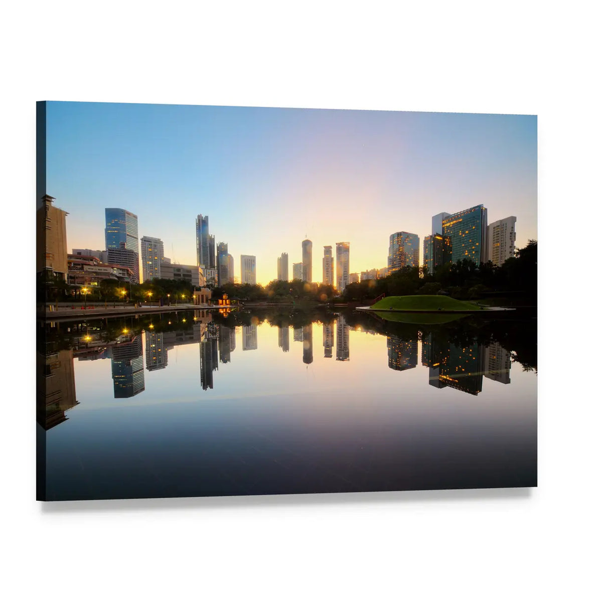 Kuala Lumpur City Skyline at Dusk Canvas Wall Art, single panel gallery wrapped canvas, angled product view
