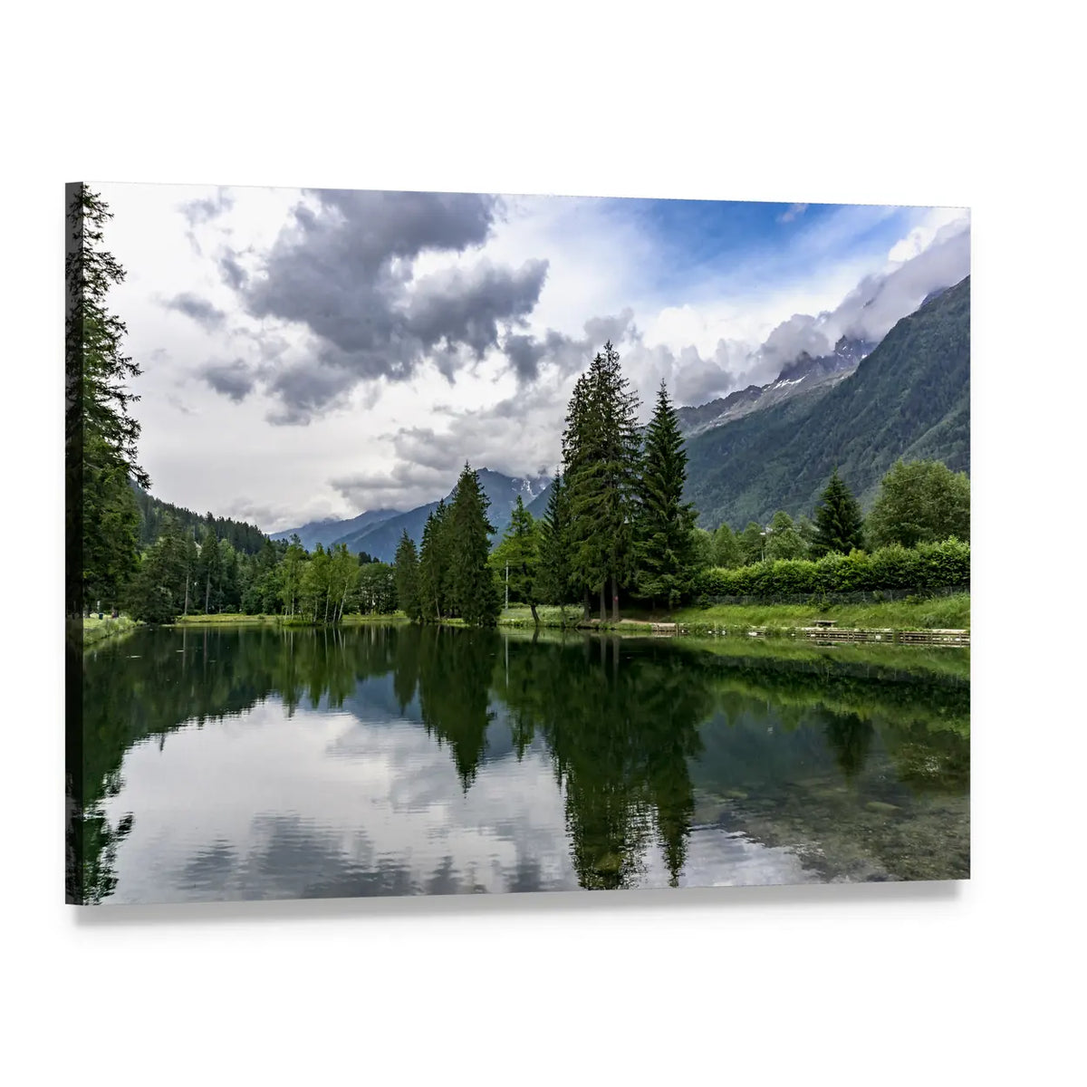 Lake Gaillands with Mont Blanc Canvas Wall Art, single panel gallery wrapped canvas, angled product view