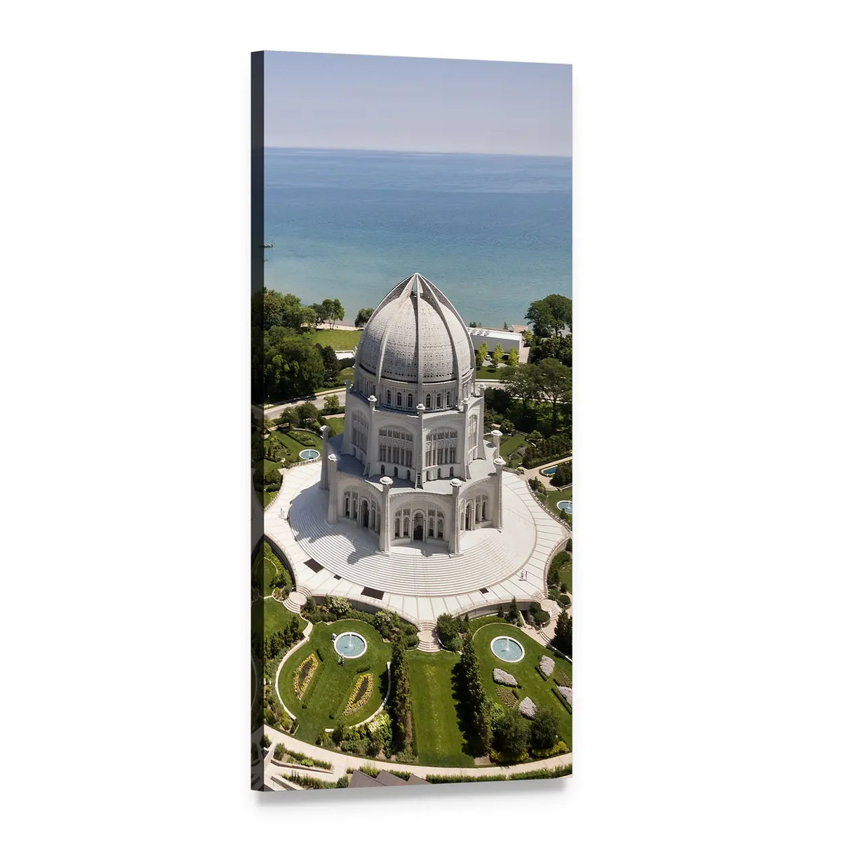 Birds-eye View of Baha'i Temple Vertical Canvas Wall Art, 1 panel 1 Vertical layout gallery wrapped canvas set, angled product view