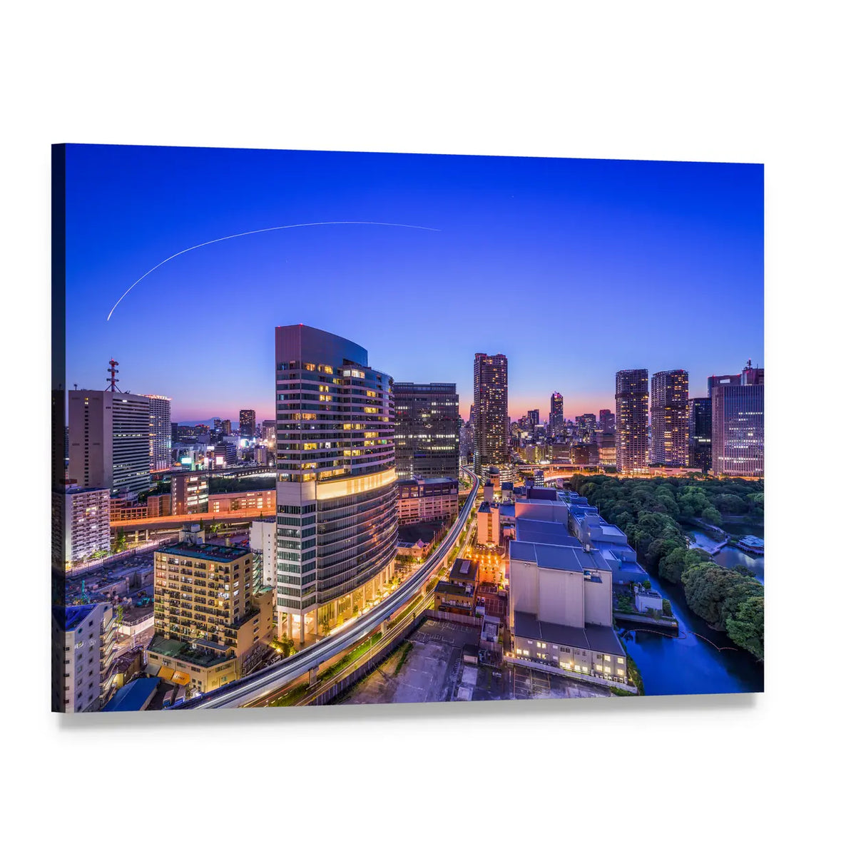 Tokyo Cityscape In Japan Canvas Wall Art, single panel gallery wrapped canvas, angled product view