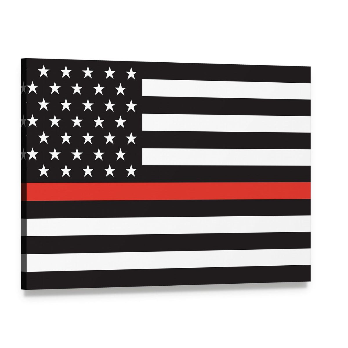 Thin Red Line American Firefighters Flag Canvas Wall Art, single panel gallery wrapped canvas, angled product view