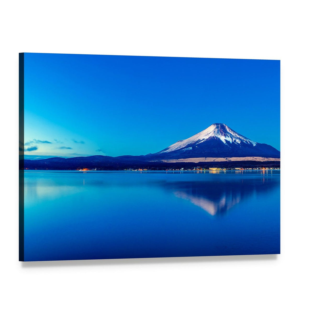 Lake Yamanaka Reflection at Dusk Canvas Wall Art, single panel gallery wrapped canvas, angled product view