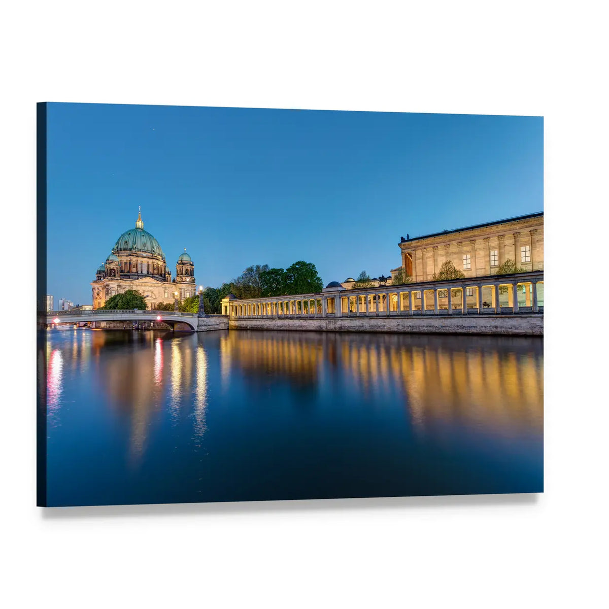 Museum Island at Dusk Canvas Wall Art, single panel gallery wrapped canvas, angled product view