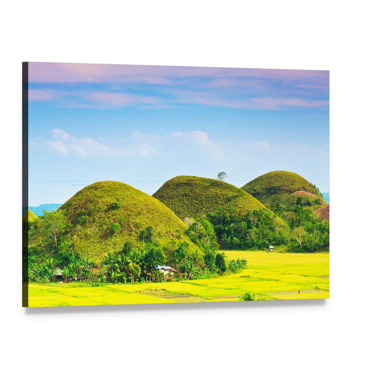 View of the Chocolate Hills Canvas Wall Art, single panel gallery wrapped canvas, angled product view