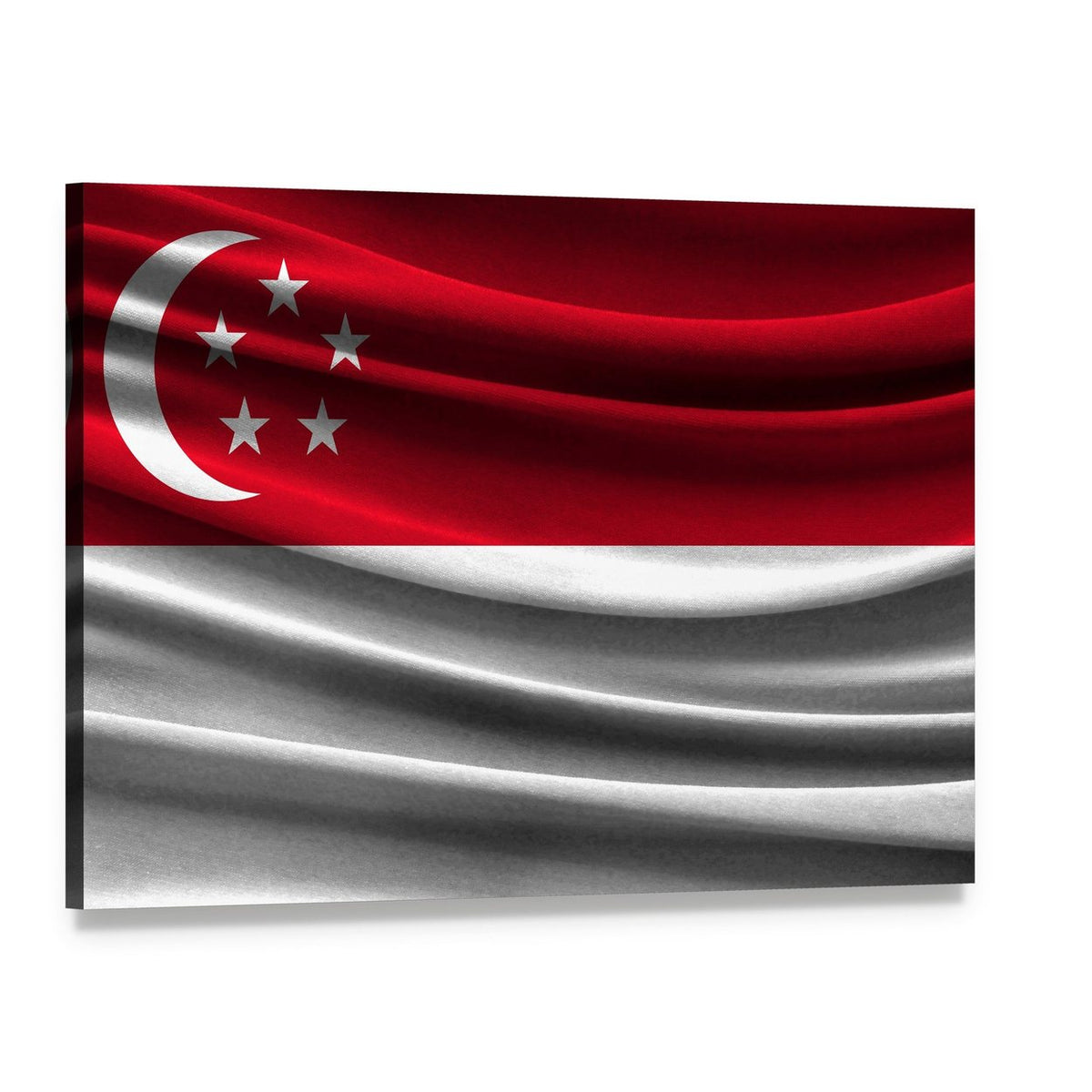 Singapore Flag with Crescent and Stars Canvas Wall Art, single panel gallery wrapped canvas, angled product view
