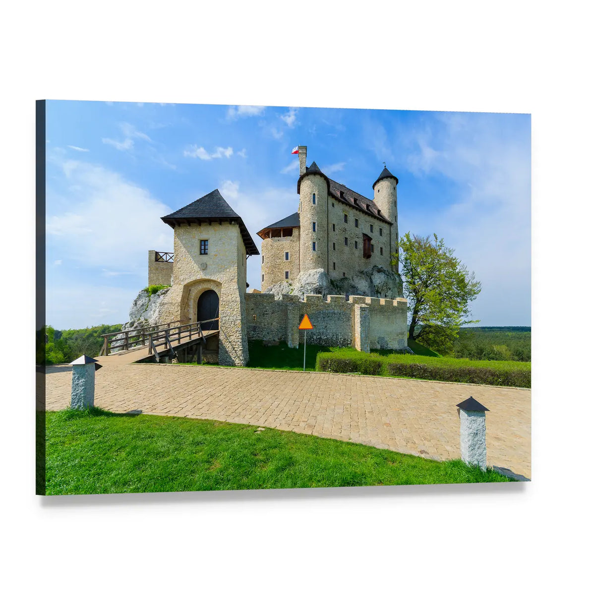 Bobolice Castle Canvas Wall Art, single panel gallery wrapped canvas, angled product view